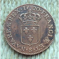 Франция 1 соль 1720 года. Людовик XV. Предложи свою цену или обмен!