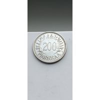 200 марок Финляндия 1956 года. Серебро 500. Монета не чищена. 533