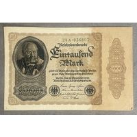 Банкнота 1000 марок 1922 год. ( не исправленная на миллиард) Веймарская республика. С рубля без МЦ