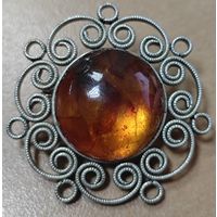 Брошь СССР янтарь скань Калининград 70-е г