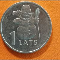 Латвия 2 Республика, 1 лат 2007 г., "Снеговик",  KM# 85