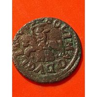 Солид (боратинка) 1665 г. литовский герб. Ян II Казимир(3) + солид 166? (1665 или 1663) Две монеты в лоте., отметка МД- TLB,платок на шее рыцаря, без мц.