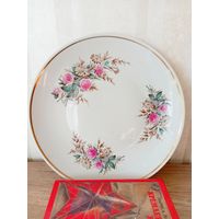 Блюдо из СССР, винтаж, фарфор, Добруш, 30 см