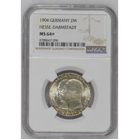 Германия. 2 марки 1904г. слаб NGC MS64+.