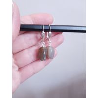 Ретро серьги с дымчатым Агатом винтажные, сталь