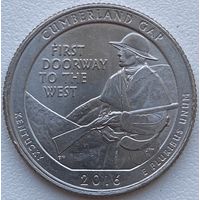 США 25 центов (квотер) 2016 г. Р. Национальный исторический парк Камберленд-Гэп. Штат Кентуки