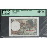 Коморы Коморские острова 100 франков 1963 года. Тип Р-3b. Состояние UNC! В слабе PCGS 66