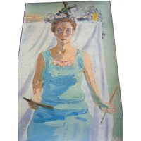 Картина Автопортрет художник Михеева СССР 50 25см холст масло