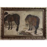 Крохалев П.С (Крохолев) "Лошадки", 1960г. Холст, масло.Размер 32х51,5 см.