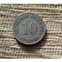 Werty71 Германия 10 пфеннигов 1906 D