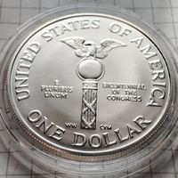 1 доллар США. 1989 года D . 200 лет Конгресу США. Серебро 900 пр.