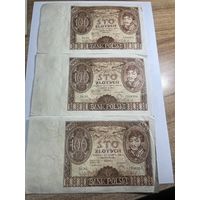 Денежные купюры номиналом 100 злотых
