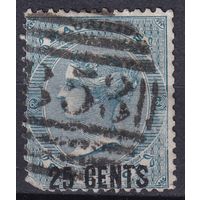 2.BrKM. Великобритания. Колонии. Маврикий. Виктория. Стандарт. Надпечатка нового номинала. 25C. 1878 г. Mi.#48.