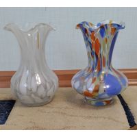 Ваза СССР  цветное стекло 2 шт одним лотом Целые