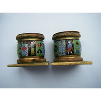 Подсвечники клуазоне. Бронза. Эмали. Старый Китай.