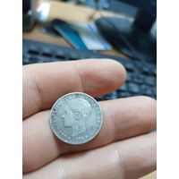 1 песета 1896 Испания серебро