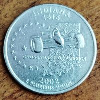 США 25 центов (квотер) 2002 г. D. Индиана