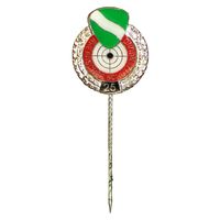 Значок Rheinischer Schutzenbund, Рейнского стрелкового союза земли Вюртемберг. Число "25" в нижней части, вероятно, указывает на годовщину, членство или спортивное достижение.