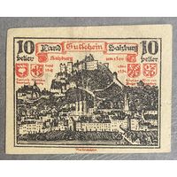 Нотгельды Австрия Зальцбург , 10 геллеров 1920 год