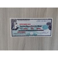 Чек Американ экспресс 10 000 японских Йен, образец.