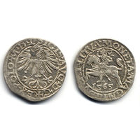 Полугрош 1565, Жигимонт Август, Вильно. Окончания легенд: Ав - L, Рв - LITVA. Остатки штемпельного блеска, коллекционное состояние