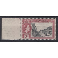 Ямайка 1955 **  300 лет с Британией, марка из серии с левым полем