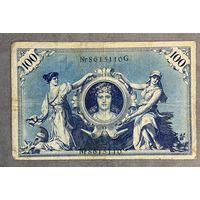 Банкнота 100 марок 1908 год. Германская империя. Зеленая печать. С рубля без МЦ.