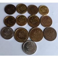 1 грош 2006, 2014, 2019, 2022, 2024, 2025, 2 гроша 2010, 2019, 5 грошей  2007, 2018, 2019, 10 грошей 2025, 20 грошей 1922