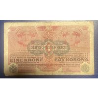 Банкнота 1 крона 1916 год. Венгрия