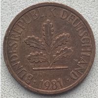 Германия 1 пфенниг 1981 г. J