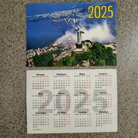 Календарик карманный 2025 Статуя Христа-Искупителя Статуя в Рио-де-Жанейро, Бразилия