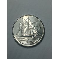 Каймановы острова 25 центов 2002 года .