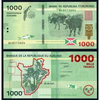 Бурунди 1000 франков 2021 г. (2022) (P-51, UNC) [НОВИНКА, новый элемент защиты]