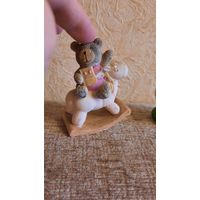 Керамическая фигурка "Мишка на коне-качалке" начала 2000-х годов