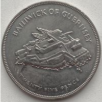 Гернси 25 пенсов 1977 г. 25 лет правления королевы Елизаветы ll
