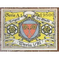 Нодгельд 25 пфеннигов 1922 год. Варин. Веймарская республика