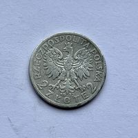 Монета СЕРЕБРО Польша 2 злотых 1932 год Ядвига
