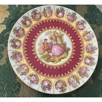 Тарелка Свидание по картинам Фрагонар цвет Бордо JWK Германия винтаж
