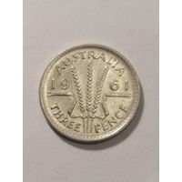 Австралия 3 пенса 1961 серебро