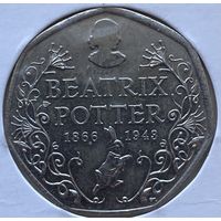 Великобритания 50 пенсов 2016 г. 150 лет со дня рождения Беатрис Поттер. В холдере