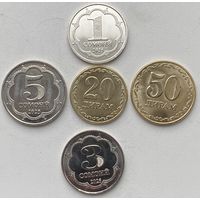 Таджикистан 20, 50 дирам, 1, 3, 5 сомони 2025 г. Годовой набор