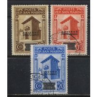 Сан-Марино Временное правительство 1943 Надп на не вышедших в обращение марках к 20 летию фашистской партии Сан-Марино Крепостные ворота Надп  #292-4