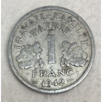Монета Франция 1 франк 1942 года. Топор
