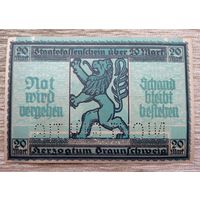 Werty71 Германия 20 марок 1918  банкнота БРАУНШВЕЙГ