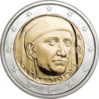 2 евро 2013 Италия Бокаччио UNC из ролла