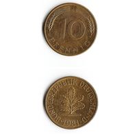 10 пфеннигов Германия 1981 года(J)