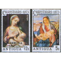 2 марки из серии 1975г. Барбуда с надпечаткой "Рождество" MNH