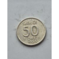 50 эре 1953 года Швеция. Серебро 400. Монета не чищена. 45417