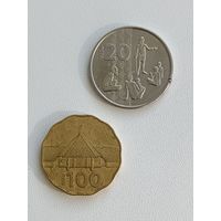Набор монет Вануату 20 и 100 вату 2022 и 2015 год