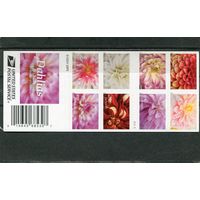 США. Флора. Цветы. Георгины. Буклет с оборотом. 20 марок